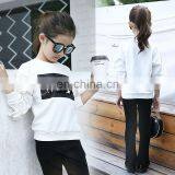 Teenager Girls White Sweater Long Sleeves Black Ruffle Sleeves Shirt for Fall Kids Girls Fashion Casual Top 5-9years thumbnail-4
