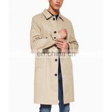 Wholesale Men Autumn Classic Coat Side Pockets Men's X-Long Length Overcoat