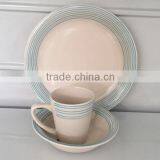Round Striped Stoneware Dinner Set, Tableware Dinner Set, China Supplier Handprinted Stoneware thumbnail-1