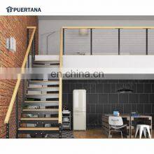 Deluxe Industrial Minimalist Indoor Duplex Straight Staircase Stairs and Modular Stair Case Kits With Wood Treads thumbnail-2