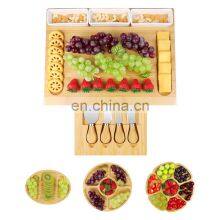 Wholesale Premium Bamboo Wood Knife Set Charcuterie Cutlery Slide-out Drawer Cheese Board thumbnail-2