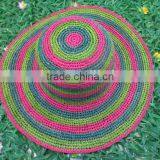 New Fashion Wholesale Ladies Colourful Handweave Straw Floppy Hat thumbnail-6