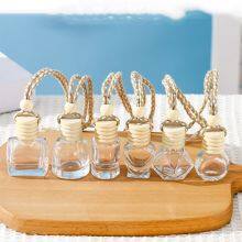 New Design 10ml Car Hanging Air Fresher Custom Color Empty Glass Perfume Diffuser Bottle With Wooden Lid thumbnail-5