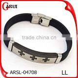 Fashion Bracelet Silicone Wristband Cross Steel Silicon Bracelet thumbnail-4