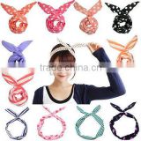 HOT 1 PC Lovely Kids Girls Lady Bow Headwear Hair Bands Hoop Rabbit Ear Wrapped Headband Party Wire Scarf Hair Accessories