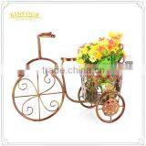 Hot sale metal antique flower pots round bike planter