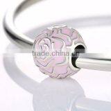 European Charm Bracelets Pink Rose Charm 925 Silver Jewelry thumbnail-1