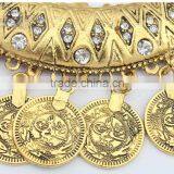 Made in China Online Wholesale European and American Vintage Gold Silver Coin Statement Chain Hoop Earrings Necklace Jewelry Set thumbnail-3