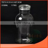 3100ml clear glass reagent bottle with lid
