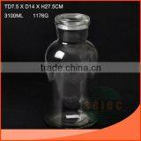 3100ml clear glass reagent bottle with lid