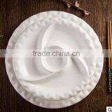 White Ceramic Dinner Division Fan Shape Round Plate for Home Restaurant thumbnail-1
