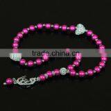 Latest Design 8mm Red Beads Necklace With Rhinestone and 4mm Small Bead Tassel Girl Necklace thumbnail-4