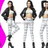 Women Ace Skulls Head Skinny Digital Printed Leggings thumbnail-1