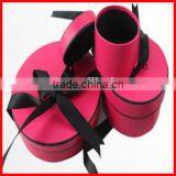 Wholesale Luxury Pink Round Cardboard Box With Black Ribbon thumbnail-1