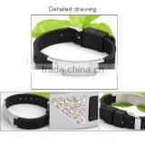 Fashion Power Jewelry 4 in 1 Bio Elements Energy Silicone Bracelet With Crystal Fitness Silicone Wrist Band thumbnail-2