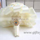 Handmade Silk Flower Bouquets Vintage Inspired Alternative Large Satin Roses Wedding Bridal Bouquet thumbnail-4