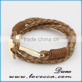 2016 Top Selling Simple Design Anchor Braided Leather Bracelet thumbnail-5