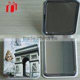 Promotional Cheap Metal Pu Pocket Mirror,Stainless Steel Metal Mirror,Make Up Mirror