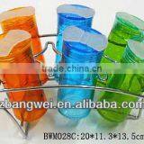 6pcs Glass Spice Jar Set With Metal Stand