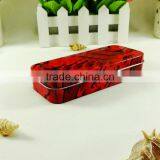 Beautiful Hinged Rectangular Tin Can for Pencil