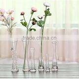 Different Types Tall Thin Slanted Clear Glass Flower Vase for Home Decoration thumbnail-1