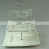 3-tier Ceramic Rectangular Stand Holder Snack Plate for Party in Stocklots thumbnail-1