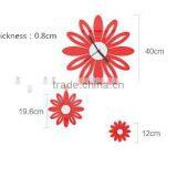 Flower 3D Wall Mounted Clock With Two Flower Set of 3 Home Decor Art MDF Wooden Diy Wall Clock thumbnail-6