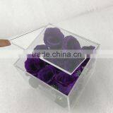 2017 Hot Sale Customized Clear Acrylic Rose Flower Box With Lid thumbnail-3