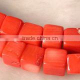 red square loose coral beads