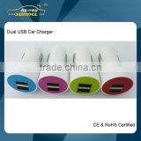 Colourful Dual USB Dual Port Car Charger , Mini Charger for Apple and Samsung Device thumbnail-1
