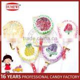 OEM Printing Sliced Assorted Fruits Flat Handmade Lollipop Hard Candy thumbnail-1