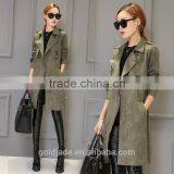 2016 Winter Trench Coat Lapel Long Sleeve Ladies Tie Waist Casual Long Outerwear Coats for Wholesale thumbnail-2