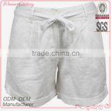 Hot Sale Women Fashion Summer Waist Belt Loose Plain Dyed White Sport Casual Short Pants thumbnail-1