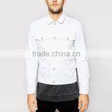 Fashion Fancy White Denim Plain Mens Bomber Jacket European Style thumbnail-3