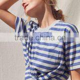 MGOO Fashion Design Stripe Round Neck T Shirt 180 GSM 100% Cotton Wonder Woman T Shirts With Pocket thumbnail-2