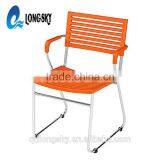 LS-4030F Fashion Design Stackable Metal Frame Plastic Chair With Arms thumbnail-1