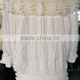 Latest Fashion White Color Latest Net Designs Lace 3/4 Sleeve Lady Blouse for Sale thumbnail-2