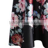 2016 Guangzhou Shandao Latest Design Women Autumn New Western Flower Printed Ruffle Satin Long Maxi Skirt thumbnail-3