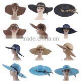 Leapord Chiffon Band Wide Brim Bucket Straw Cap Summer Outdoor Beach Hat thumbnail-5