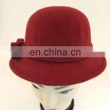 Winter Girls Fashion Hats Imitation Wool Red Formal Hat With Bowknot thumbnail-6