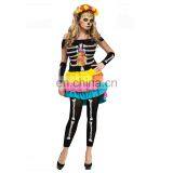 Adult Womens Sexy Day Of The Dead Skeleton Costume Halloween Fancy Dress thumbnail-1