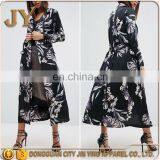 2017 Spring Summer Autumn Women Fashion Long Floral Print Duster Coat Ladies' Apparel From China Supplier thumbnail-1