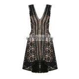 Custom Hi-Lo Hem Lace Dress Sexy V-neck Sleeveless Lace Cocktail Dress thumbnail-6