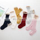 Девоческие летние сладкие носки для детей, однотонные колготки с оборками, 6 цветов, 2 размера