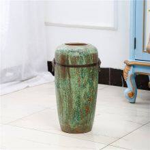 Air Bubble Glaze Modern Simple Fashion Green Large Ceramic Vase With Ring For Office Decor thumbnail-2