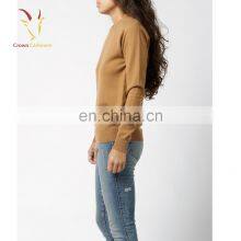 Fashionable Long Sleeve Crew Neck Cashmere Pullover Sweater for Ladies thumbnail-3