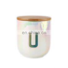 INS Minimalism Style Aromatherapy Candle Customized Wax With Wooden Lid Digital Ceramic Jar Electroplating Scented Candle thumbnail-5