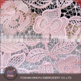 Many years guipure lace of French style 100% polyester net pink embroidery fabric for dress