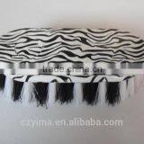 Zebra Pattern Horse Dandy Brush With White & Black Bristle thumbnail-1