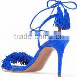 Made in China Footwear High Heel Sandals 2016 Comfortable Suede Fashion Women High Heel Peep Toe Tassel Sandals thumbnail-6